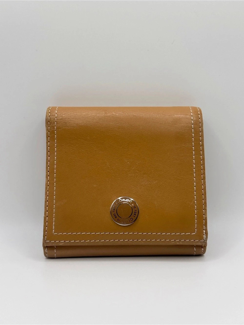 Coach VIntage Chelsea Tan Leather Card Coin Trifold Wallet